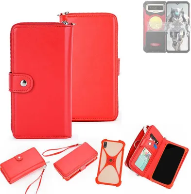 Produktbild von K-S-Trade 2in1 Schutzhülle Portemonnee Handyhülle mit Bumper kompatibel mit FOSSiBOT F109 Hülle Case Etui Geldbörse Smartphone rot (1x)