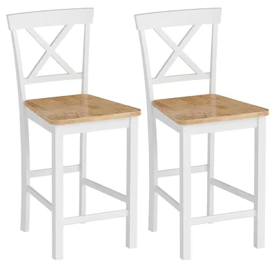 Image de Tabouret de bar avec dossier | Couleur : Marron, Blanc | Dimensions : 41,5 x 46,5 x 96 cm
