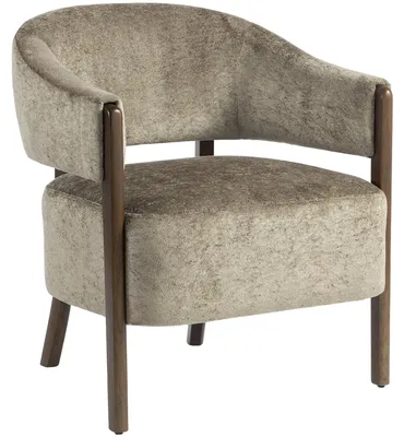 Produktbild von HOMCOM Loungesessel Sessel mit Chenille-Optik, Relaxsessel mit Holzbeinen, Braun