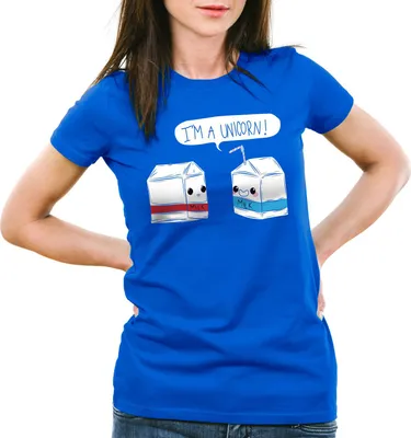 Produktbild von style3 I am a Unicorn Milk Damen T-Shirt Einhorn Milch Funshirt, Farbe:Blau, Größe:2XL