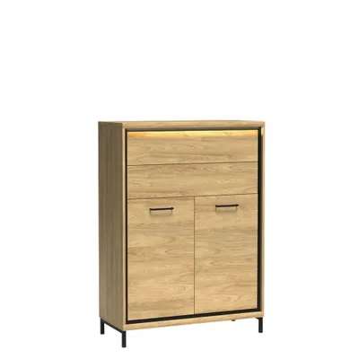 Image de Commode combinée sur pieds avec éclairage LED SUCRE 1 – noyer hickory