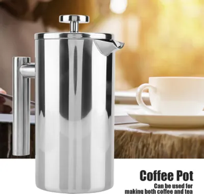 Obrázek produktu pro Dvoustěnný kávovar z nerezové oceli French Press Tea Pot s filtrem (1000ML)