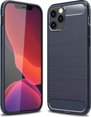 Produktbild von Schutzhülle Handyhülle für Apple iPhone 12 Case Cover Carbon Optik Blau
