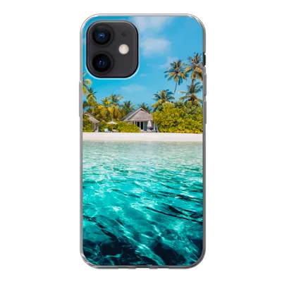 Produktbild von MuchoWow® Handyhülle Schutzhülle Hülle für iPhone 12 Strand - Palmen - Meer Silikon Softcase Handy Hülle - Schutzhülle