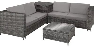 Image de Canapé de jardin Siena 4 places avec coffre de rangement - gris/gris clair
