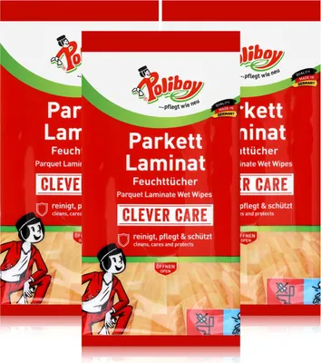 Produktbild von Poliboy Parkett Laminat Feuchttücher 15 Tücher - Reinigt & schützt (3er Pack)