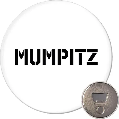 Produktbild von Huuraa Magnet Mumpitz Schriftzug 59mm Kühlschrankmagnet rund Flaschenöffner Geschenkidee