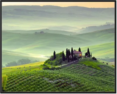 Produktbild von Wallario Wandbild Toskana in Italien, Größe: 40,30 x 50,30 cm, Poster mit schwarzem Aluminiumrahmen
