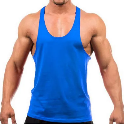 Imagen del producto de Camiseta sin mangas de algodón, estilo deportivo, talla M, color azul, para actividades deportivas