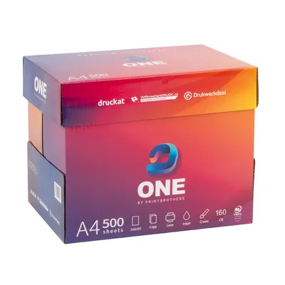 Produktbild von ONE Premium Kopierpapier DIN A4 - 2.500 Blatt - weißes Druckerpapier - Ideal für Büro im Heim - ONE by Printbrothers (1 Karton | 2.500 Blatt)