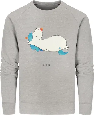 Produktbild von Mr. & Mrs. Panda Baumwoll Pullover Einhorn Schnuller Größe XXL - Heather Grey - Geschenk, Mama, Geburtstag, Bio, Baby, Pulli, Einhörner, Unicorn, Sweatshirt, Sweater