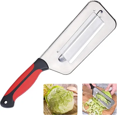 Produktbild von Edelstahl Gemüseschneider mit Doppelklinge, ideal für Kohl, Karotten, Sauerkraut & Küchenvorbereitung