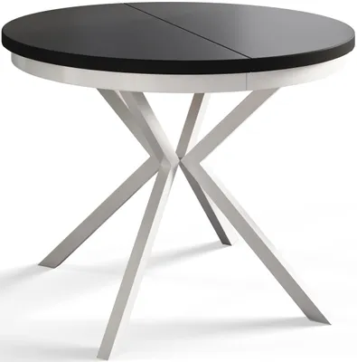 Immagine prodotto di Alpi Moebel, Tavolo da Pranzo Rotondo, Tavolo da Cucina Allungabile, Diamentro: 90-170 cm, Gambe in Metallo Bianco, Nero