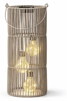 Produktbild von formano Solarlaterne Außen Garten Rattan Laterne 3 LED Birnen 45 cm Solarleuchte