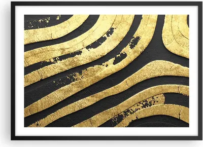 Produktbild von Gerahmtes Poster - Schwarzer Rahmen - Abstraktion dreidimensional Gold - 70x50 cm - Wand Bild - Wanddeko - Wandbilder - Kunstposter - Wandposter - Bilderrahmen - Bilder - Kunstdruck - P2BAA70x50-4461