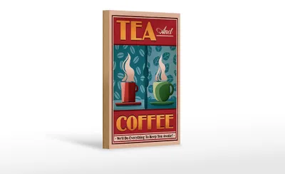 Produktbild von Holzschild Trinken 12x18cm Tea and Coffee Tee und Kaffee
