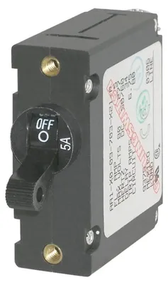 Tuimelschalter-Sicherungsautomat, einpolig 5A, 24V, schwarz