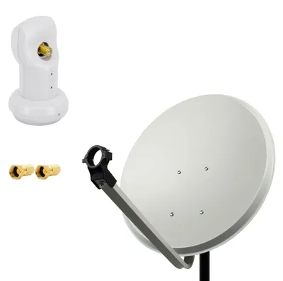 Zdjęcie produktu dla Antena satelitarna PremiumX, 60 cm, jasnoszara, pojedynczy konwerter LNB, 2 złącza F