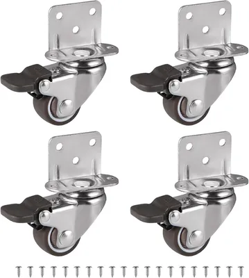 Produktbild von 25 mm Lenkrollen mit Bremse für Möbel, L-förmige Halterung, 4er Set, Tragfähigkeit: 11 kg