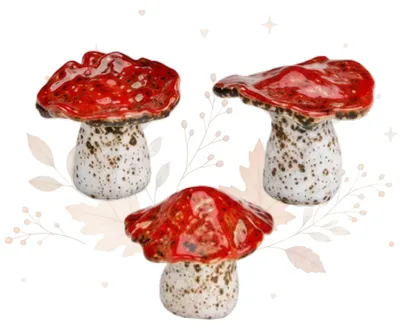 Produktbild von 3er Set Keramik-Pilze in Rot, ca. 7 x 7 x 6 cm