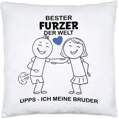 Produktbild von Bester Furzer Der Welt Upps Ich Meine Bruder Kissen Bruder Geschwisterliebe Herzensmensch Pups Furz Liebe