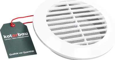 Immagine prodotto di KOTARBAU® Griglia di ventilazione ⌀125 mm Flangia tonda Bianca Ventilazione Zanzariera Griglia a feritoia Griglia di ventilazione Raccordo per tubi Griglia per l'aria di scarico Griglia di ventilazione Griglia di protezione dalle intemperie in plastica