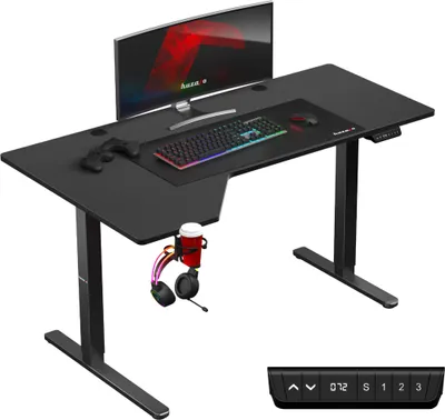 Produktbild von Huzaro Hero 9.1 | Tisch Elektrisch Eckschreibtisch L-Form Computertisch Bürotisch Schreibtisch Stehtisch 145 x 85 cm Höhenverstellbarer | Schwarz