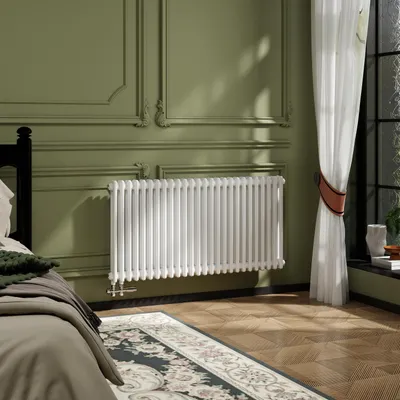 Produktbild von AICA Traditioneller Kohlenstoffstahl Heizkörper mit Seitenanschluss 600×1190mm 2 Säulen 1322W Gusseisen-Stil Weiß