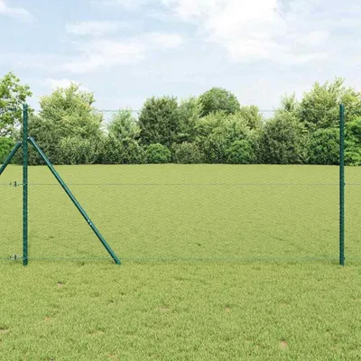 Produktbild von Set von Zaunpfosten in Grün aus robustem Stahl - 2500x120 cm wetterfeste Geländerpfosten für Garten, Zaun und Terrasse - Stabile Pfosten für Sichtschutz und Zaunbau