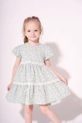 Produktbild von Mädchenkleid  Kleid für Mädchen – 100 % Baumwolle, Kleid mit Blumenmuster, Größe  104,  Alter 4 Jahre