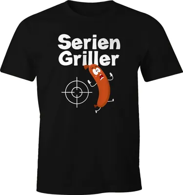 Produktbild von Herren T-Shirt Seriengriller Wurst Bratwurst lustig Grillen Fun-Shirt Moonworks® schwarz S