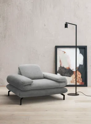 Produktbild von LOOKS by Wolfgang Joop Sessel LOOKS XIII made by DOMO Collection, Designersessel, Polstersessel, Einzelsessel, Wohnzimmersessel, Arm- und Kopfteilverstellung, Webstoff in silber, 139 x 98 cm