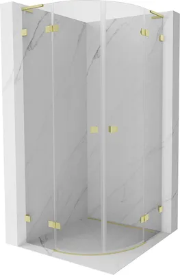 Obrázok produktu pre Štvorhranný sprchový kút Mexen Lunar L, otočný, 90 x 90 cm, priehľadný, brúsené zlato - 833L-090L-090P-55-00