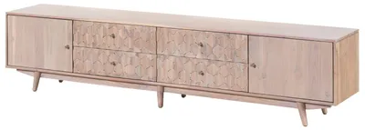 Immagine prodotto di MASSIVMOEBEL24 | Mobile Tv in legno di acacia 220x40x49 laccato bianco MOSAYK #220