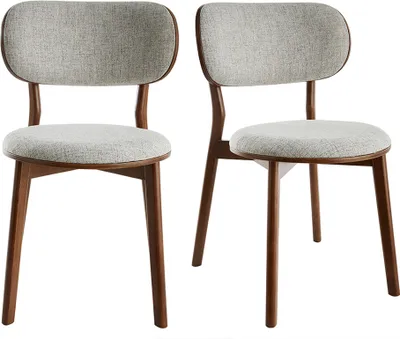 Produktbild von Miliboo - Skandinavische Stühle aus dunklem Holz und grauem Stoff (2er-Set) FAUVETTE