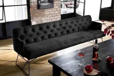 Produktbild von KAWOLA Esszimmerbank CHARME Velvet schwarz 166cm