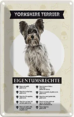Produktbild von vianmo Blechschild 18x12 cm Yorkshire Terrier Eigentumsrechte Hund