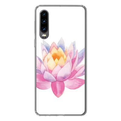 Produktbild von MuchoWow® Handyhülle Schutzhülle Hülle für Huawei P30 Aquarell - Blume - Seerose Silikon Softcase Handy Hülle - Kartenbesitzer