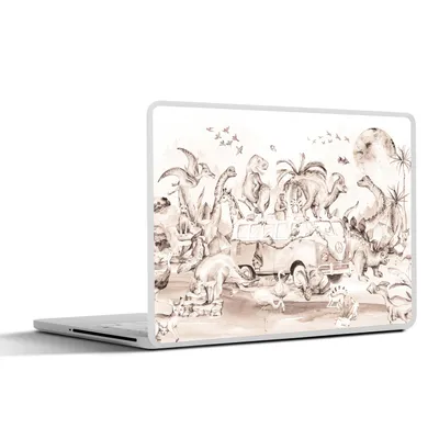 Produktbild von MuchoWow® Laptop Aufkleber Sticker Cover Dinosaurier - Bus - Kinder - Tiere - Bäume 30x21 cm - Sticker für Laptop - Selbstklebend