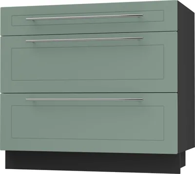 Produktbild von Schubladenunterschrank KVANTUM Vollauszug 90cm Korpus- & Frontfarbe wählbar (Q-D3A/90),mint matt,schwarz