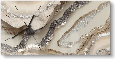 Produktbild von DEQORI Glasuhr 60x30 cm Modern 'Funkelnde Steinpracht' Wanduhr Glas Uhr Design leise Küchenuhr
