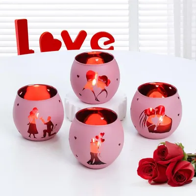 Immagine prodotto di Omgoods - Set di 4 portacandele a tealight incisa
