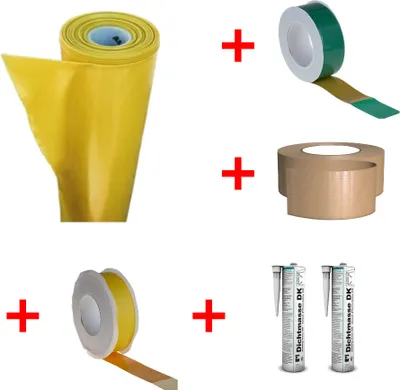 Produktbild von Dampfsperrsystem PE125 Dampfsperrfolie gelb 2x50m + 50m² Dichtmaterial + defixx20