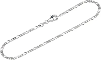 Produktbild von Armband 925 Sterling Silber 19cm Figaro Panzerkette diamantiert Herren Armkette
