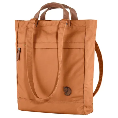 A brown tote bag with leather handles and straps, shown against a white background.