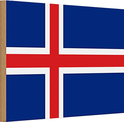 Produktbild von Holzschild Flagge Island 30x20cm Flag of Iceland