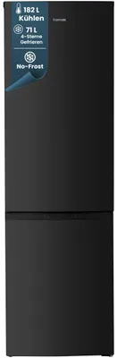 Produktbild von homeX Kühlschrank mit Gefrierfach No Frost, Kühl-Gefrier-Kombination freistehend, groß - 253 Liter, schwarz, CFSN2531C-B