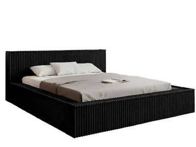 Produktbild von KLICKMOEBEL Polsterbett 180x200 cm mit Bettkasten HEKORA 21 Schwarze Farbe aus hochwertigem Cordstoff Holzrahmen mit Lattenrost