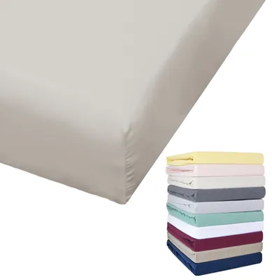 Produktbild von Bierbaum Jersey Spannbettlaken 27cm Steghöhe 90x190-100x200 / 140-160x200 / 180-200x200 cm Grau Gelb Weiß Grün Blau, Farbe:Taupe, Größe:100x200cm Spannbettlaken