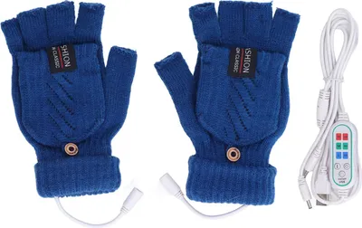 Produktbild von Paar USB-beheizte Handschuhe, elektrische Heizung, Thermo-Strickhandschuhe, Halbfinger-Winter-Handwärmer zum Arbeiten